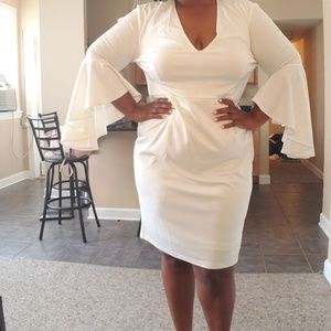 White bell sleeve dress